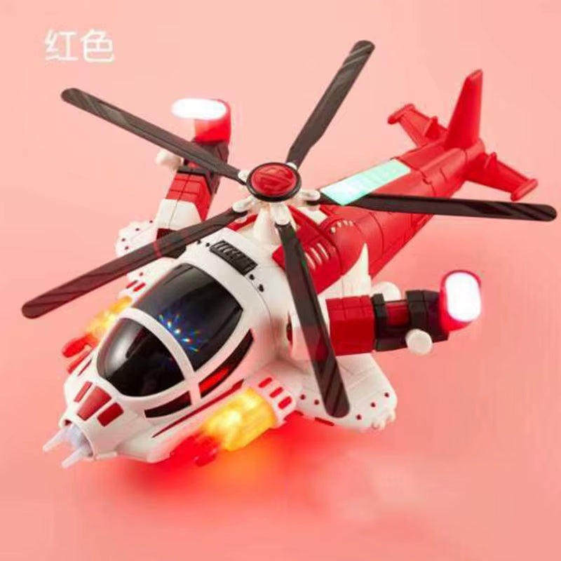 Interesting Electric Toy Operated Universal Wheel Kids Helicopter with 360 Degree Rotating Sound and Light Music Kids Gifts Toys