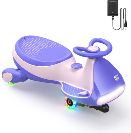 Electric Wiggle Car with Pedal, Rechargeable Battery, Cyberwiggle, 2 in 1 Swing Car, 2 Speed, Anti-Rollover, Flashing Wheels, Bluetooth, for Ages 3 and Up, 150 Lbs, Pink