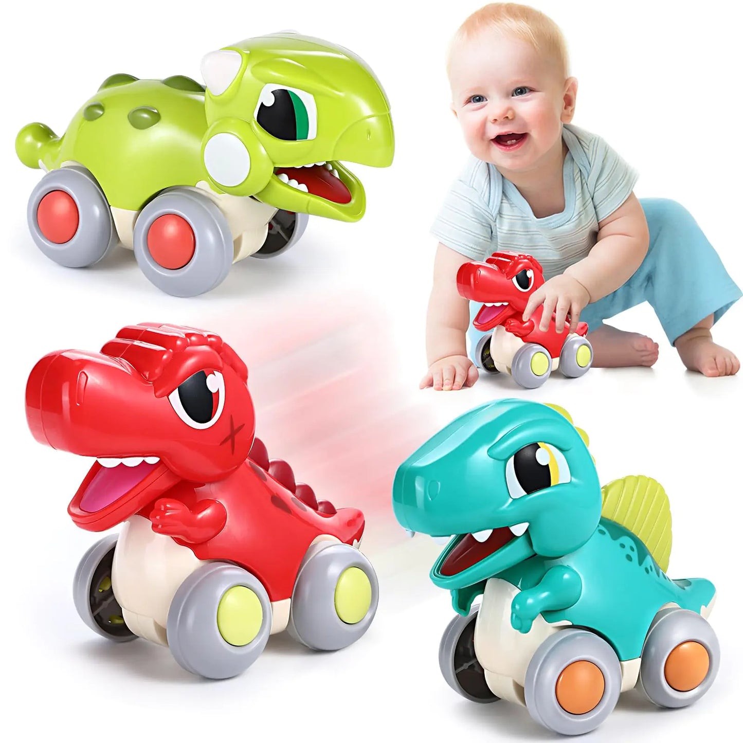LUDILO Car Toys for 1 Year Old Boy Gifts: Push and Go Dinosaur Toys Cars for Toddlers 1-3 One Year Old Boy Toys Birthday Gifts for 1 2 3 Year Old Boys Toddler Toys Age 1-2 Baby Boy Toys 12-18 Months