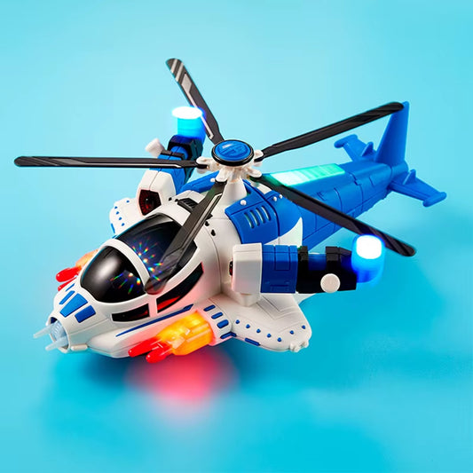 Interesting Electric Toy Operated Universal Wheel Kids Helicopter with 360 Degree Rotating Sound and Light Music Kids Gifts Toys