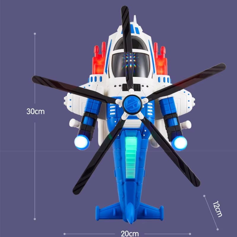 Interesting Electric Toy Operated Universal Wheel Kids Helicopter with 360 Degree Rotating Sound and Light Music Kids Gifts Toys