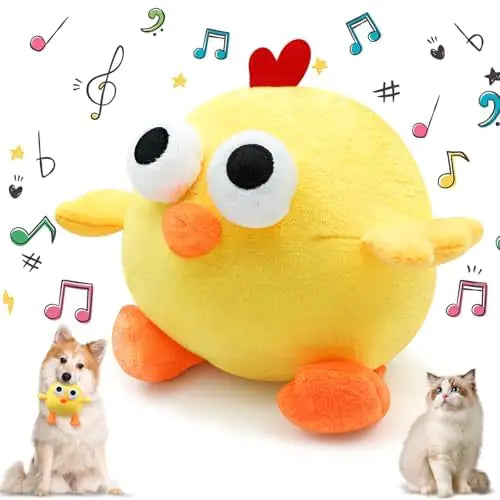 Dcoinc Interactive Dog Toys for Boredom Squeaky Dog Toys with Automatic Rolling Jumping Wiggling Washable Dog Chew Toys Dog Plush Toys for Small/Medium/Large Dogs Toys to Keep Them Busy(Chick)
